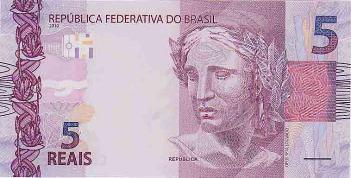 (2010) Банкнота Бразилия 2010 год 5 реалов &quot;Республика&quot;   UNC